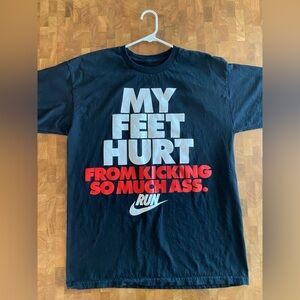 Nike Black Short Sleeve Tee with White and Red Graphic